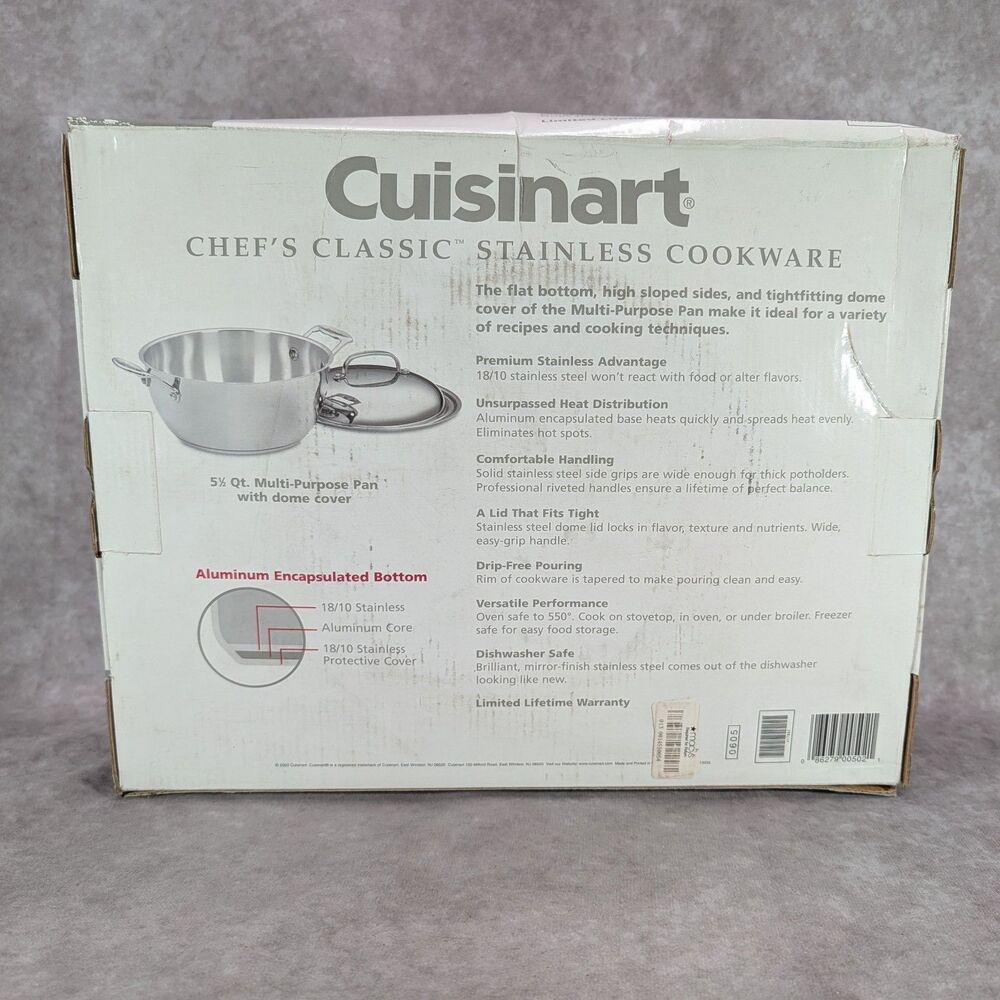 Cuisinart 755-26SD Chef's Classic 5.5 Qt Multi Purpose Pan Stainless Steel New - Picture 2 of 6